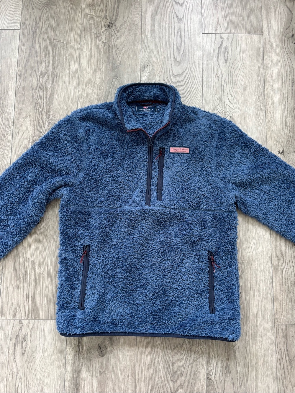 Vineyard Vines Blue Sherpa Fleece Quarter Zip Pullover - Women’s Small
